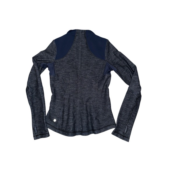 Lululemon Forme Jacket Sz 8 Slub Denim Inkwell Blue Thumbholes Yoga Gym Lifting - Picture 2 of 6